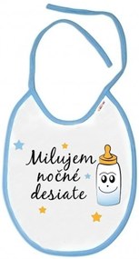 Baby Nellys Bavetă impermeabilă I love târziu noapte gustări, 24 x 27 cm, băiat - alb/albastru