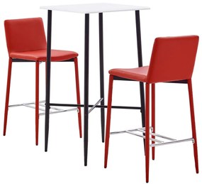 Set mobilier de bar, 3 piese, rosu, piele ecologica Rosu, 3