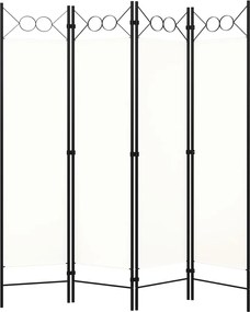 vidaXL Paravan de cameră cu 4 panouri, alb, 160x180cm