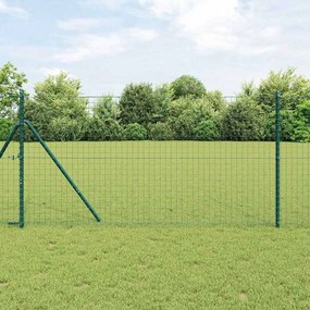 vidaXL Stâlpi de Gard 2 pcs Verde 140 cm Oțel vopsit în pulbere