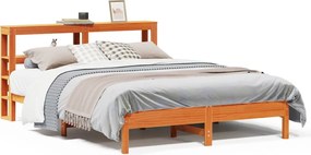 vidaXL Cadru pat fără saltea, maro ceruit, 135x190 cm, lemn masiv pin