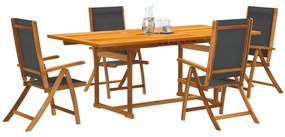 vidaXL Set mobilier de grădină, 5 piese, lemn masiv acacia/textilenă
