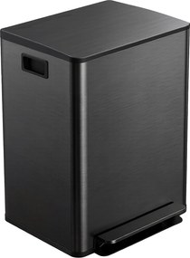 HOMCOM Coș de gunoi de bucătărie 2 compartimente 2 x 30L, oțel inoxidabil, capac cu închidere silențioasă, 47,7x37,5x66,8cm, negru | Aosom Romania