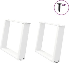 vidaXL Picioare pentru măsuță de cafea în formă de U, 2 buc., alb, 70x(42-43) cm, oțel