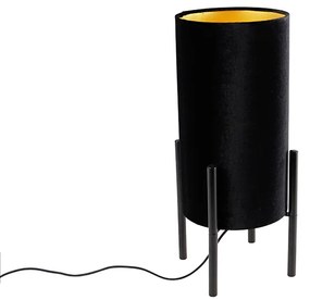 Lampă de masă modernă neagră cu abajur din catifea neagră - Rich