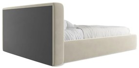 Pat matrimonial crem tapițat cu spațiu de depozitare cu somieră 180x200 cm Kiana – Makamii