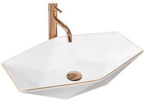 Lavoar pe blat Rea Vegas margini rose gold 57 cm