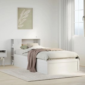 vidaXL Cadru de pat fără saltea, alb, 75x190 cm, lemn masiv de pin