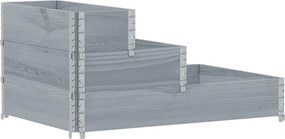 vidaXL Strat înălțat cu 3 niveluri, gri, 120x80 cm, lemn masiv pin