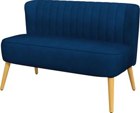 HOMCOM Canapea design retro 2 locuri, picioare din lemn, 117 cm x 56,5 cm x 77 cm, Albastru | Aosom Romania