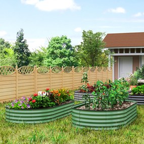 Outsunny Set de 2 paturi înălțate pentru grădină, ghivece de exterior cu fund deschis, margine din cauciuc, metal, 181 x 93 x 30 cm, Verde | Aosom Romania