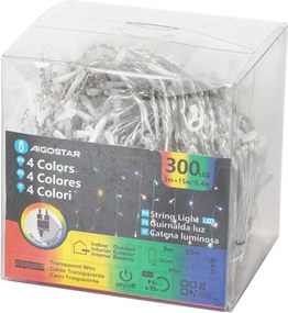 Aigostar - LED ghirlandă de Crăciun pentru exterior 300xLED/8 funcții 18x0,4m IP44 multicolor