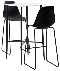 vidaXL Set mobilier de bar, 3 piese, negru, plastic