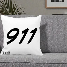 Perna Personalizata 911 Bold, 40x40 cm, Alba Mata, Husa Detasabila, Perna Inclusa, BEKZ®