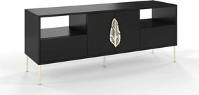 Comodă TV lemn masiv Merlin Personalizabilă Accesorii placate cu Aur, 136 × 40 × 60 cm - Alb