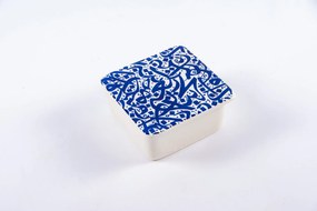 Cutie de depozitare din ceramică decorativă Scris Albastru