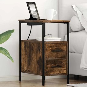 vidaXL Dulap de noapte Stejar afumat 30 x 48 x 61 cm Lemn compozit