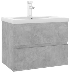 3071634 vidaXL Dulap cu chiuvetă încorporată, gri beton, lemn prelucrat