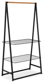 Suport multifuncțional pentru haine Brabantia Linn 1008930, 2 rafturi, Otel, Negru