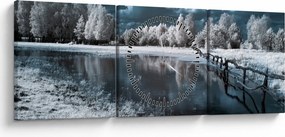 Tablou - Peisaj înghețat (cu ceas) (90x30 cm)