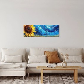 Tablou - Pictura floarea-soarelui (cu ceas) (90x30 cm)