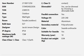 Aplica de perete exterior design nordic IP54 Aludra seaside anthracit