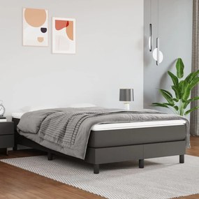 3144253 vidaXL Pat box spring cu saltea, gri, 120x200 cm, piele ecologică