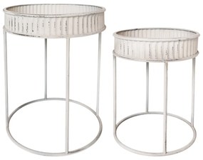 Set 2 masute din metal si MDF, cu margini decorative
