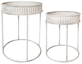 Set 2 masute din metal si MDF, cu margini decorative