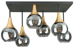 Lustră aplicată SOMA 6xE27/60W/230V negru/auriu/negru fumuriu