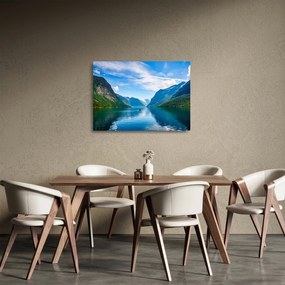 Tablou pe sticlă - Lacul Lovatnet (70x50 cm)