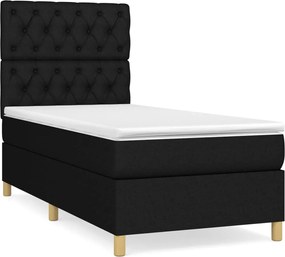 vidaXL Pat box spring cu saltea, negru, 80x200 cm, textil
