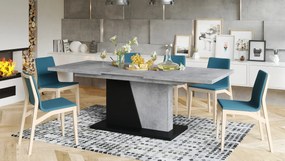 NOBLE NOIR Beton Millenium/Negru mat - MASĂ EXTENSIBILĂ până la 218 cm, pentru 8, 10 persoane.
