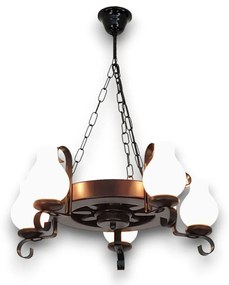 Candelabru rustic fabricat manual din lemn diam.30cm, 5 brate Roata WOOD-RO-SP5D30