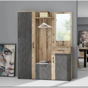 Mobilier de hol NOLAN cu oglindă, maro/grafit