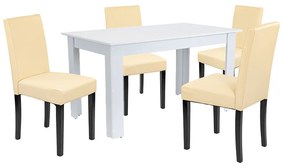 Set de masă Leon 4+1 alb-bej