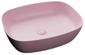 Set lavoar baie pe blat, roz mat, Bristol Foglia, baterie crom lucios inalta si oglinda cu rama aurie, cu iluminare LED si dezaburire