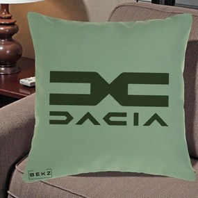 Perna Personalizata cu emblema Dacia, 40x40 cm, Verde, Husa Detasabila, Perna Inclusa, BEKZ®