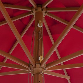Umbrela de soare de exterior cu stalp din lemn, visiniu, 350 cm Burgundy