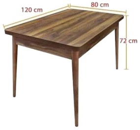 Set masa din MDF HouseXL® Wooden Luxury cu 4 scaune, 80X120 cm, Pentru living si bucatarie, Natur