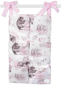 6 buzunare pentru pătuț Baby Nellys, Animale pe un nor, roz