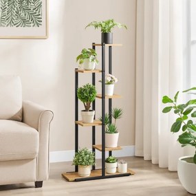 Suport de flori LOREDO cu decor stejar, negru