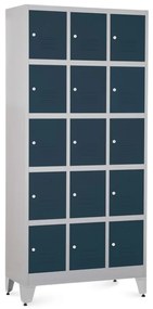 Dulap metalic - 15 cutii, 90 x 40 x 196,5 cm, picioare reglabile, încuietoare cilindrică, antracit - ral 7016