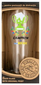 Pahar pentru bere, cu mesajul "CAMPION la halBERE", 500 ml