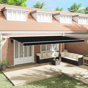 vidaXL Marchiză manuală retractabilă cu LED Neagră 600x300 cm