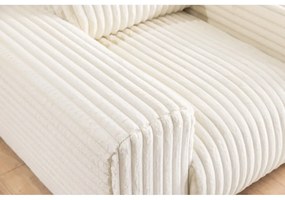 Fotoliu crem cu tapițerie din catifea reiată Justin – Ropez