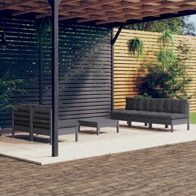 vidaXL Set mobilier grădină cu perne antracit, 6 piese, lemn masiv pin