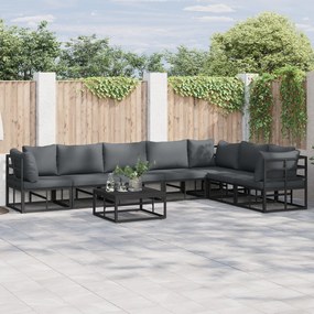 vidaXL Set de canapele pentru grădină 7 pcs Negru 70 x 70 x 32 cm