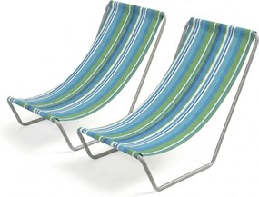 Set de 2 sezlonguri pliante pentru plaja SAND, albastru-alb
