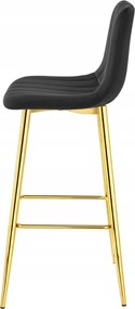 Scaun de bar POZZA VELVET cu picioare aurii, negru